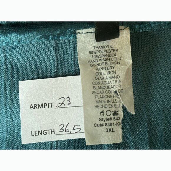 Vintage MOA USA Women’s 3XL Crushed Velvet Tunic Dress Jewel Tone Blue Holiday - Picture 2 of 10